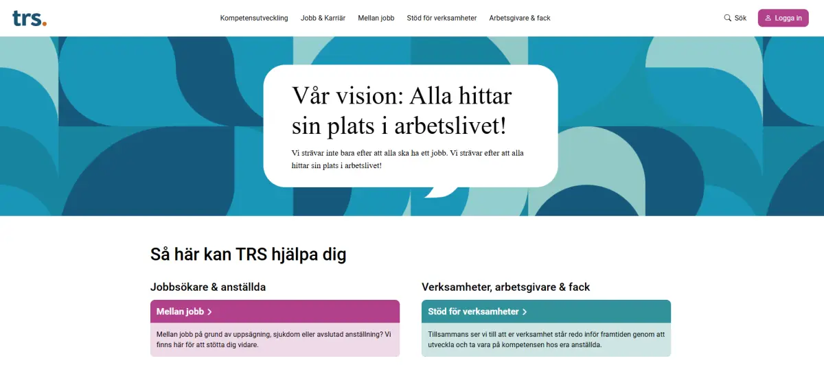 Startsidan på trs.se