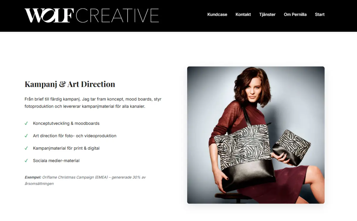 Skärmbild av Wolf Creative